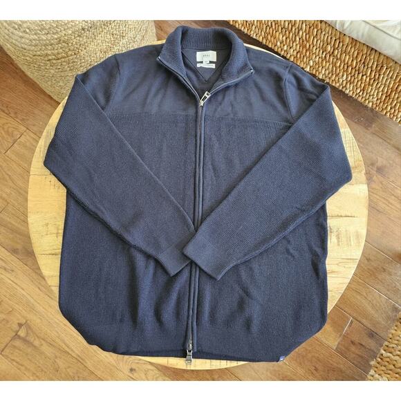 Brax Jake Full Zip Cardigan Sweater Size 54 US Men's XL Navy Blue Wool Blend EUC - Picture 1 of 11
